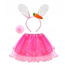 KOSTIUM ZAJĄC KRÓLIK MARCHEW C. RÓŻOWY FALBANA 3EL