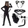 KOSTIUM CATWOMAN KOTA USZY OGON RĘKAWICZKI MASKA B