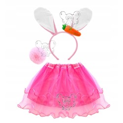 KOSTIUM ZAJĄC KRÓLIK MARCHEW C. RÓŻOWY FALBANA 3EL