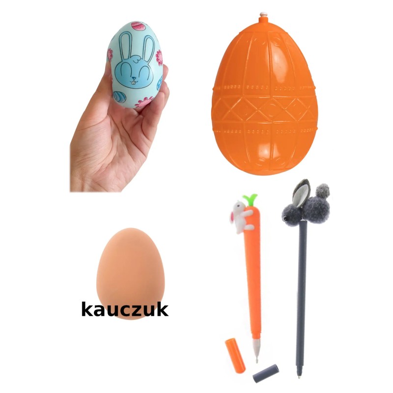 zestaw  dla ucznia jajo, długopisy, gniotek, dyngusowka