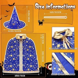 strój CZAROWNICY MAGIK CZARODZIEJA MAG NIEBIESKI 85 CM GWIAZDY ZŁOTE