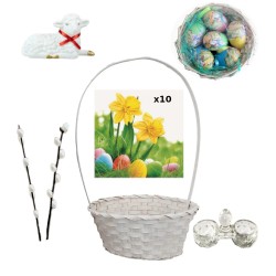 KOSZYK drewniany kompletny zestaw 22el baranek pisanki