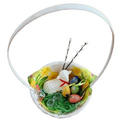 KOSZYK drewniany kompletny zestaw 22el baranek pisanki