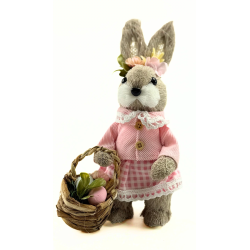 ZAJĄC SŁOMIANY STOJĄCY 25 CM z koszykiem wielkanocny