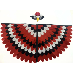 strój KOSTIUM ptaka dzięcioł mega duży filc peleryna i maska