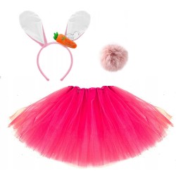 STRÓJ KOSTIUM KRÓLIKA ZAJĄCA WIELKANOC RÓŻ neon 3el