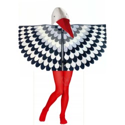 strój KOSTIUM bocian kpl czapka miękka skrzydła max rajstopy wz2