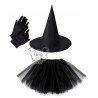 KOSTIUM CZAROWNICY 3EL CZARNA 40CM kapelusz spódniczka rękawiczki HALLOWEEN