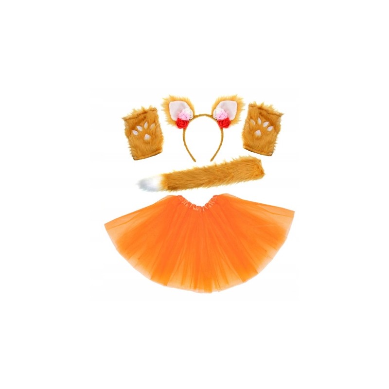 kostium STRÓJ lisa lisicy lis łapy spódnica 40cm opaska ogon rękawiczki