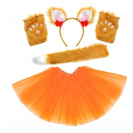 kostium STRÓJ lisa lisicy lis łapy spódnica 40cm opaska ogon rękawiczki