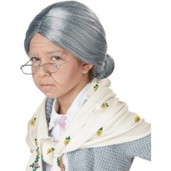 PERUKA plus okulary przebranie BABCI SZARE WŁOSY SIWE KOCZEK BABCIA