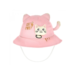 KAPELUSZ PLAŻOWY ze sznurkiem kotek z ogonkiem róż