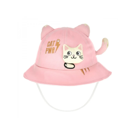 KAPELUSZ PLAŻOWY ze sznurkiem kotek z ogonkiem róż