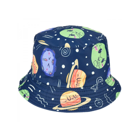 KAPELUSZ PLAŻOWY 2 stronny wzór kosmos planety 2w1
