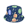 KAPELUSZ PLAŻOWY 2 stronny wzór kosmos planety 2w1