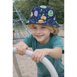 KAPELUSZ PLAŻOWY 2 stronny wzór kosmos planety 2w1