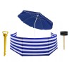 PARASOL PLAŻOWY granat 160CM + PARAWAN 8M navy MŁOTEK UCHWYT