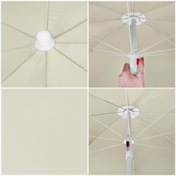PARASOL PLAŻOWY jasny beż 140CM + PARAWAN 8M navy MŁOTEK UCHWYT