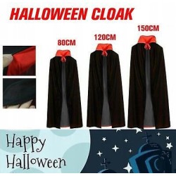 STRÓJ WAMPIRA PELERYNA + ZĘBY HALLOWEEN kołnierz 115 CM