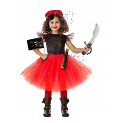 KOSTIUM STRÓJ PIRATKA PIRATKI 7EL CZERWONA 40CM BP