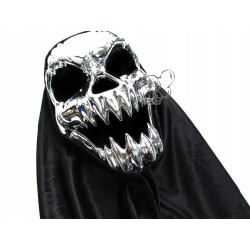 MASKA KOŚCIOTRUP TRUP SZKIELET ŚMIERĆ CZASZKA SREBRNA METALICZNA HALLOWEEN