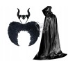 KOSTIUM MALEFICENT DIABOLINA CZAROWNICA ROGI SKRZYDŁA PELERYNA BŁYSZCZĄCA