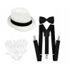 KOSTIUM GANGSTER RETRO LATA 20 MUSZKA SZELKI KAPELUSZ rękawiczki