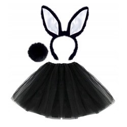 STRÓJ KOSTIUM KRÓLIKA KRÓLIK CZARNE z BIAŁYM 40CM