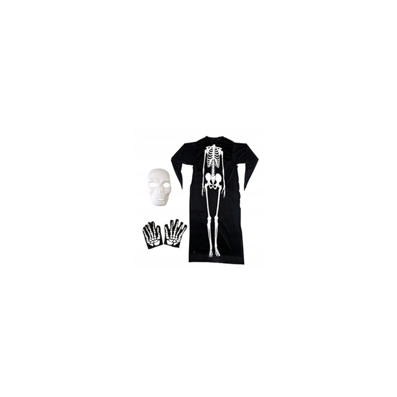 KOSTIUM SZKIELET KOŚCIOTRUP HALLOWEEN +RCZI BIAŁA