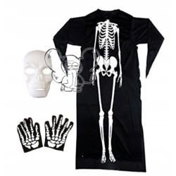 KOSTIUM SZKIELET KOŚCIOTRUP HALLOWEEN +RCZI BIAŁA