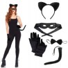 KOSTIUM CATWOMAN KOTA USZY OGON RĘKAWICZKI MASKA