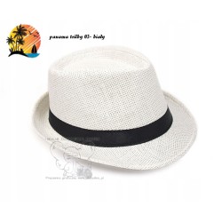 KAPELUSZ HAWANA NATURALNE WŁÓKNO 58 TRILBY BIAŁY