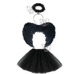 KOSTIUM UPADŁY ANIOŁ MROCZNY CZARNY 40CM CZ/OP/S45