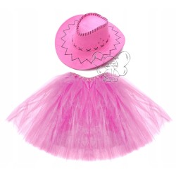 KOSTIUM KOWBOJKA COWBOY RÓŻ KAPELUSZ ZAMSZ + SPÓDNICA 50 CM S M L XL UNI