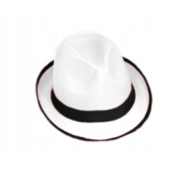 KAPELUSZ FEDORA MĘSKI DAMSKI MAJ BIAŁY/CZARNYM LS