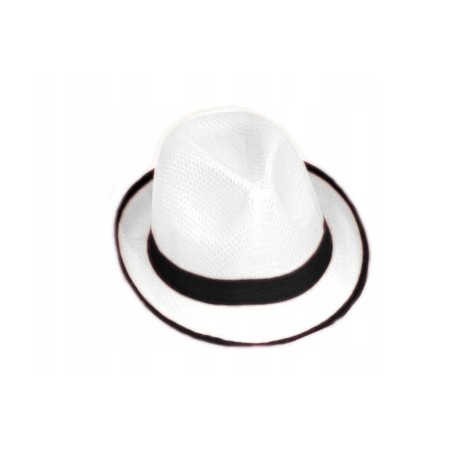 KAPELUSZ FEDORA MĘSKI DAMSKI MAJ BIAŁY/CZARNYM LS