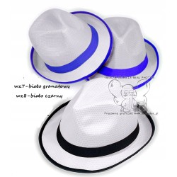 KAPELUSZ FEDORA MĘSKI DAMSKI MAJ BIAŁY/CZARNYM LS