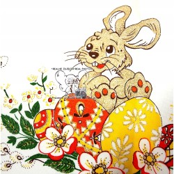 OBRUS ŚWIĄTECZNY WIELKANOC ZAJĄC 45X90 ŻÓŁTY