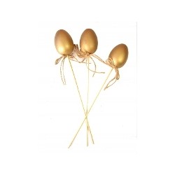 JAJKA ZŁOTE NA PIKU PISANKI WIELKANOCNE 28CM 3 SZT