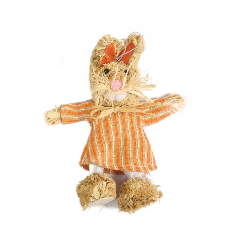 ZAJĄC SŁOMIANY STOJĄCY 20 CM handmade POMARAŃCZ