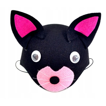 KAPELUSZ KOT KOTEK CZARNY FILCOWY CZAPKA KOSTIUM