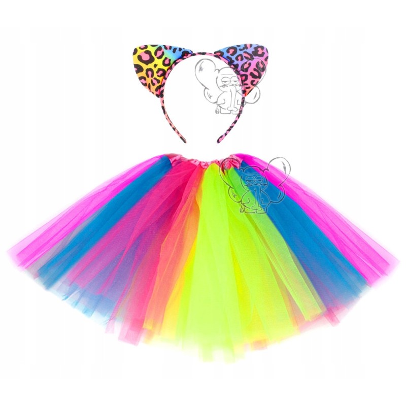 KOSTIUM PANTERKA KOT PANTERA 40CM Tęczowa NEONOWA