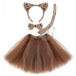 KOSTIUM KOT LAMPART PANTERA brązowa lampart leopard opaska spódnica 40CM
