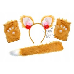 kostium STRÓJ lisa lisicy lis łapy spódnica 40cm opaska ogon rękawiczki