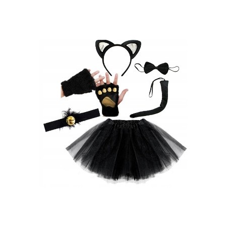 KOSTIUM KOT KOTA CZARNY 6EL ŁAPY OBROŻA BI 40CM