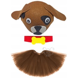kostium psa pies brązowy czapka obroża spódnica 40cm