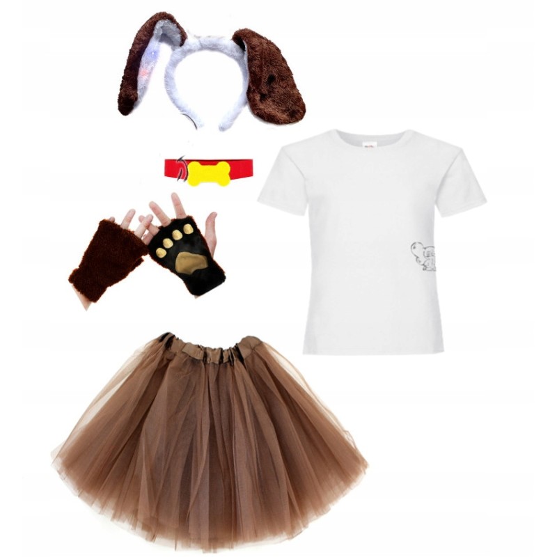 KOSTIUM PIES PSA biało brązowy 128 max LED ŚWIECI