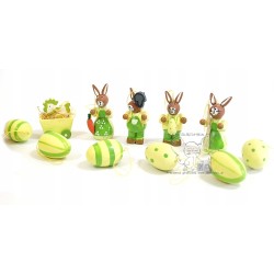 ZESTAW OZDÓB WIELKANOCNYCH DREWNO MALOWANE