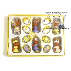 ZESTAW OZDÓB WIELKANOCNYCH DREWNO MALOWANE