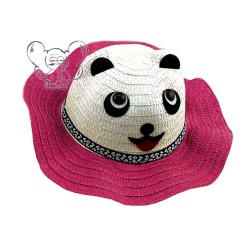 KAPELUSZ dziecięcy PLAŻA LETNI 54 PANDA CIEMNY RÓŻ